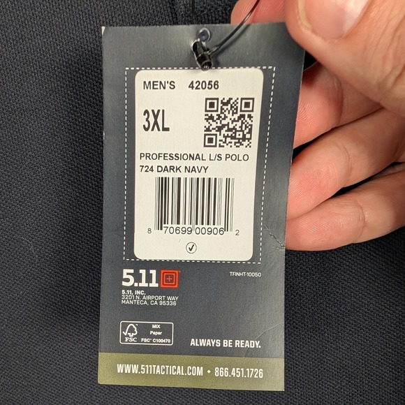 5.11 Tactical Polo Shirt Mens 3XL Dark Navy Professional L/S Uniform Military - Picture 4 of 11